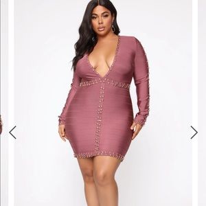 Fashion Nova Zarah Bandage Dress - Dark Mauve